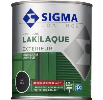 Sigma Houtlak Exterieur Hoogglans - Glansbehoud - Droog na 1,5 uur - RAL 7016- Grijs - 0.75L