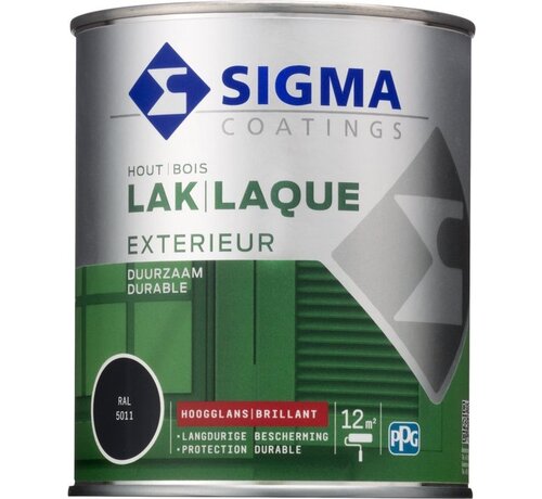 Sigma Houtlak Exterieur Hoogglans - Glansbehoud - Droog na 1,5 uur - RAL 5011 - Blauw - 0.75L
