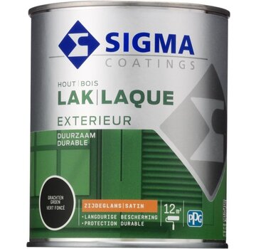 Sigma Houtlak Exterieur Zijdeglans - Glansbehoud - Droog na 1,5 uur - Grachtengroen - 0.75L