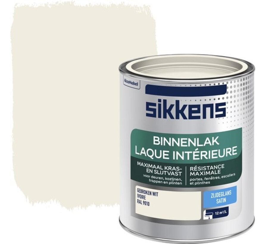 Sikkens Binnenlak - Zijdeglans - Gebroken Wit - Ral 9010 - 750 ml