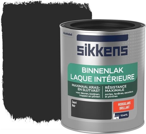 sikkens binnenlak hoogglans zwart 0.75 ltr