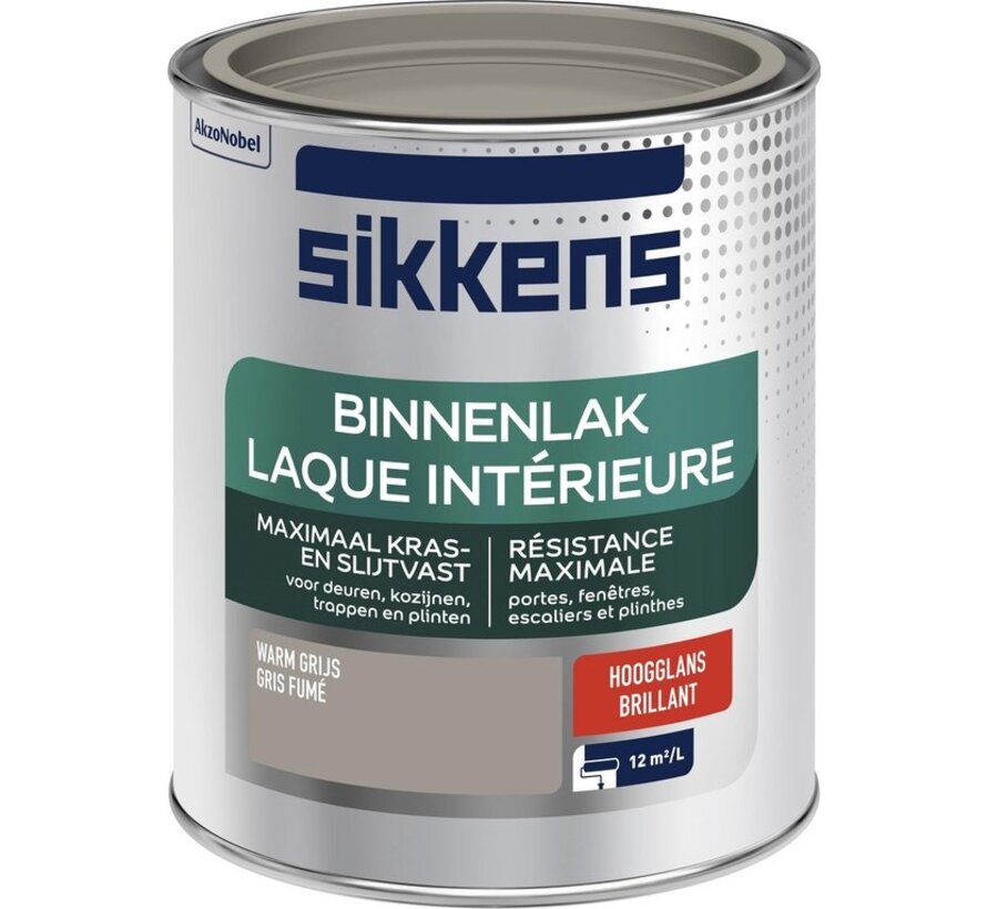 Sikkens - Binnenlak - Verf - Hoogglans - Warm Grijs - 750 ml