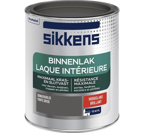 Sikkens - Binnenlak Hoogglans - Donkergrijs - 750 ML
