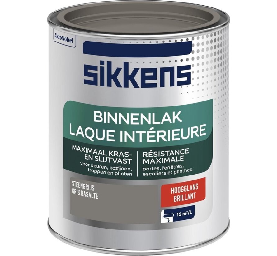 Sikkens - Binnenlak Hoogglans - Steengrijs - 750 ML