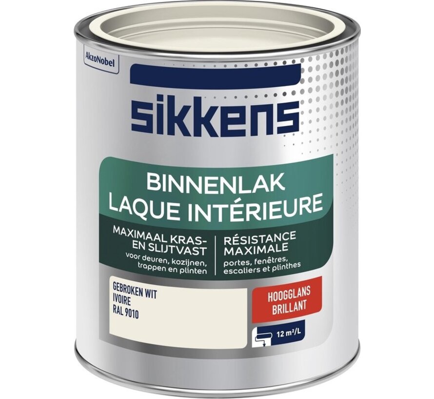 Sikkens binnenlak hoogglans RAL 9010 gebroken wit 750 ml