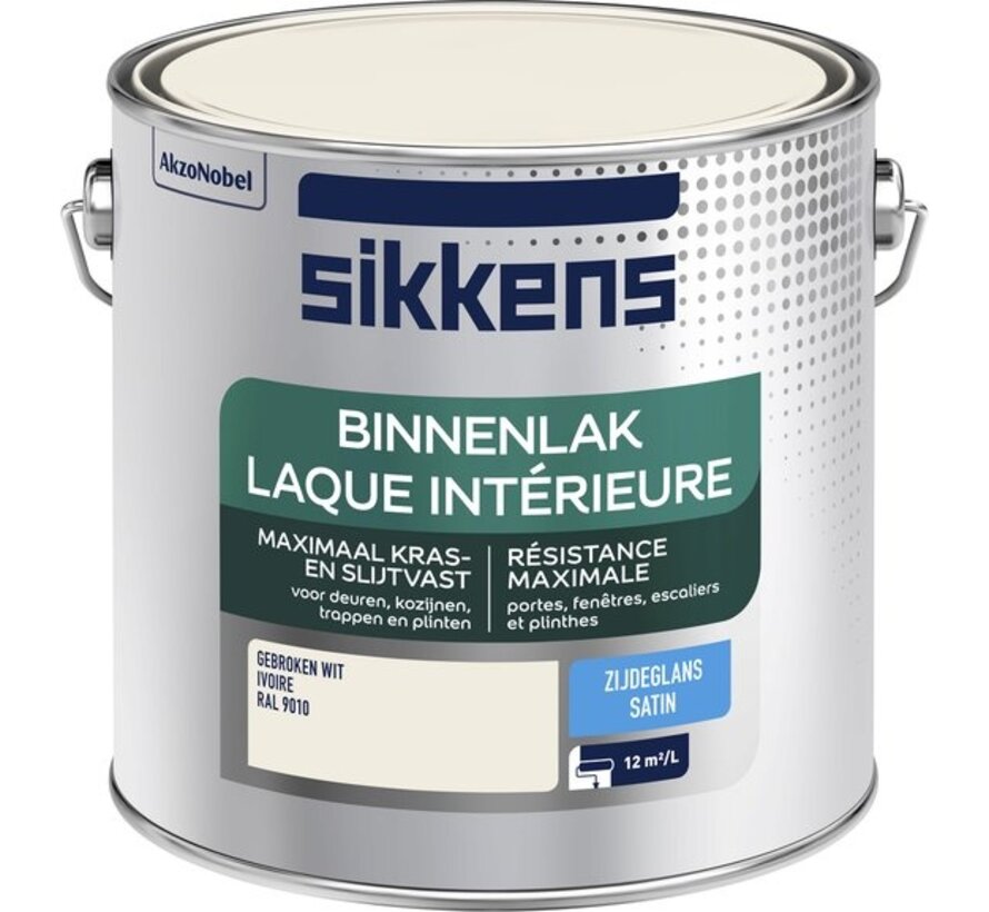 Sikkens binnenlak zijdeglans RAL 9010 gebroken wit 2,5 liter