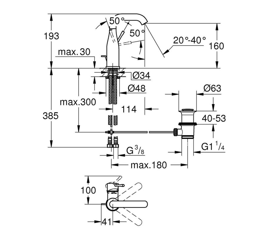 Grohe Essence New M-size Wastafelmenkraan Warm Sunset Geborsteld