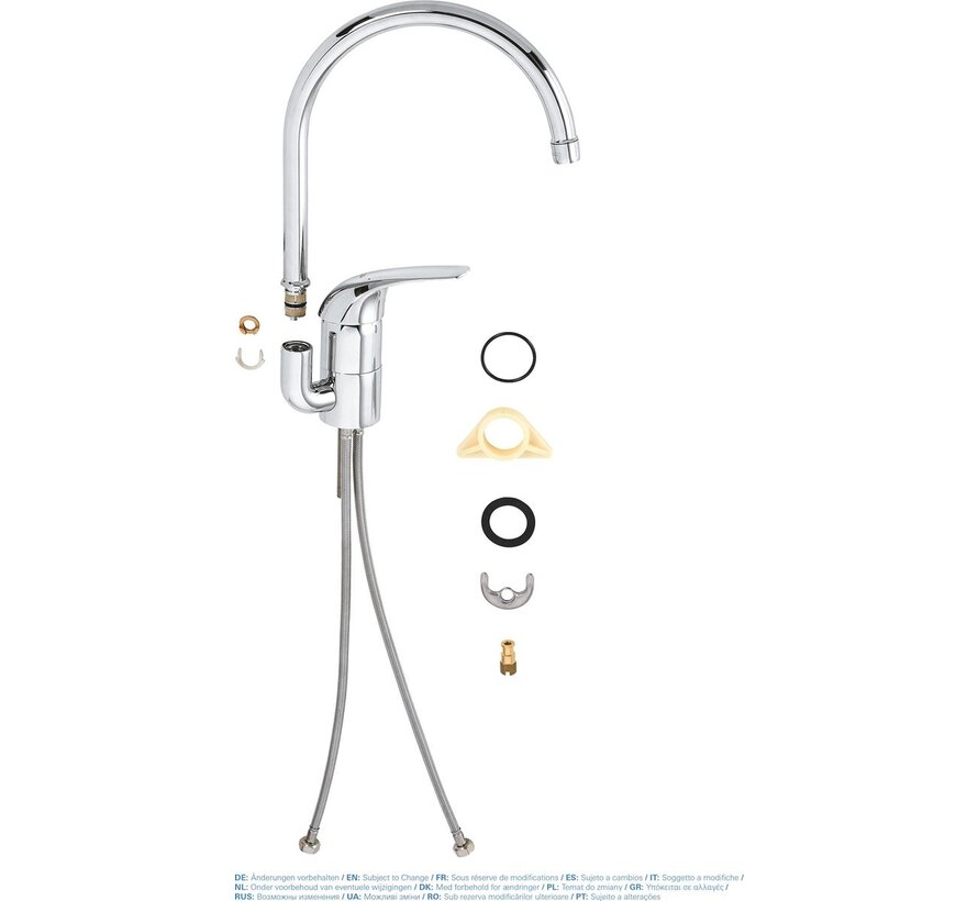 Grohe Euroeco keukenkraan met hoge C-uitloop chroom