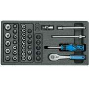 Gedore 1500 ES-20 Dopsleutel-set 1/4" in 1/3 Gereedschapsmodule – 37-delige Set met Diverse Dopsleutels en Accessoires