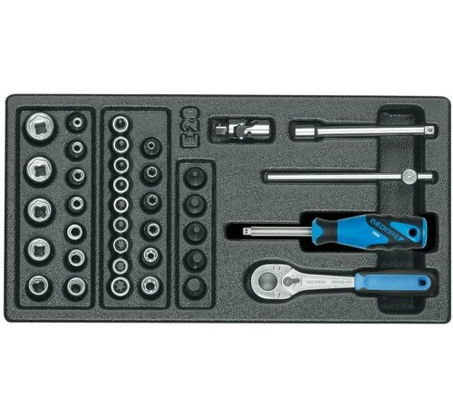 Gedore 1500 ES-20 Dopsleutel-set 1/4" in 1/3 Gereedschapsmodule – 37-delige Set met Diverse Dopsleutels en Accessoires