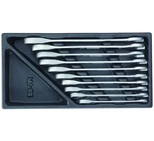 Gedore 1500 ES-7 R Ringratel-steeksleutelset in 1/3 Gereedschapsmodule – 10-delige Set met Maten 8 t/m 19 mm