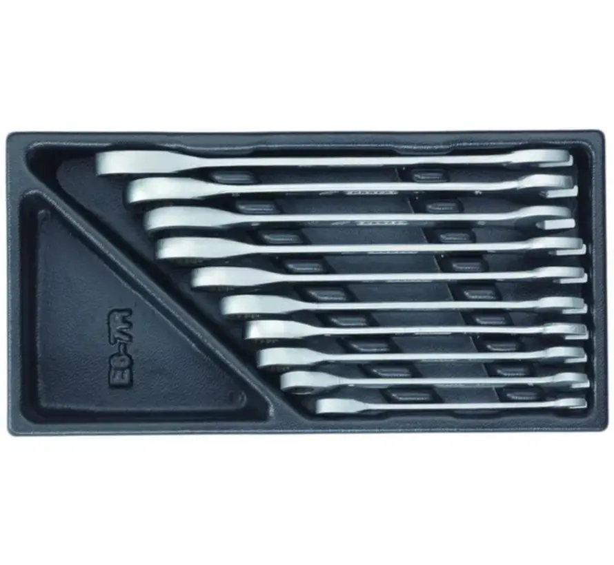 Gedore 1500 ES-7 R Ringratel-steeksleutelset in 1/3 Gereedschapsmodule – 10-delige Set met Maten 8 t/m 19 mm