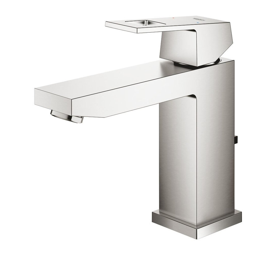 Grohe Eurocube m-size wastafelmengkraan met waste Supersteel
