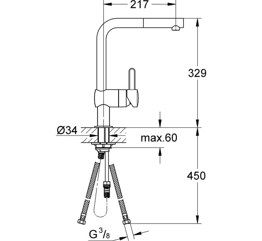 GROHE Flair Keukenkraan - L-Uitloop - Met uittrekbare mousseur Chroom