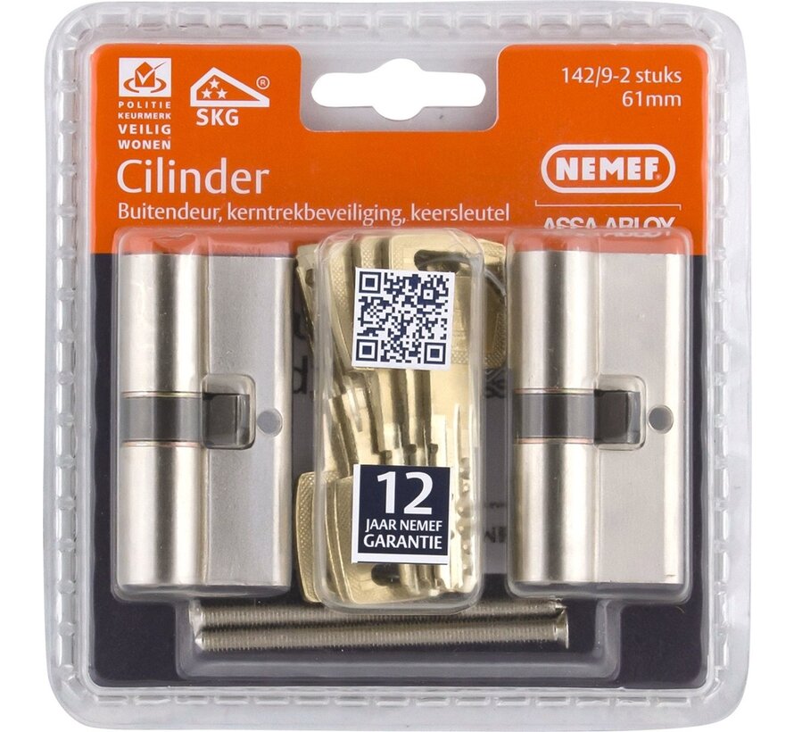 Nemef Profielcilinder 142/9 30/30 SKG3 2st