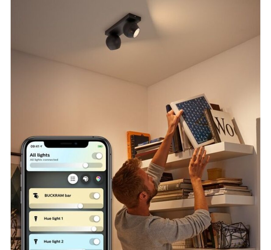 Philips Hue Buckram 2-Spot opbouwspot White Ambiance Zwart