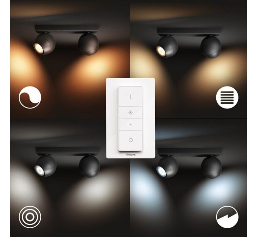 Philips Hue Buckram 2-Spot opbouwspot White Ambiance Zwart