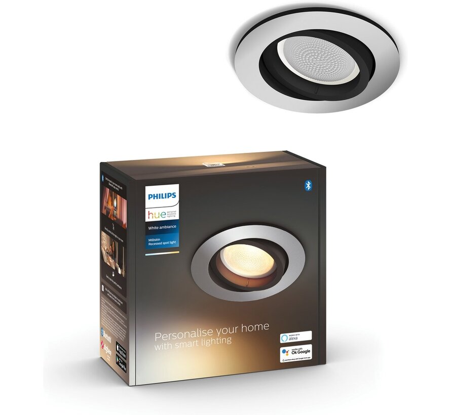 Philips Hue Milliskin Recessed Inbouwspot Aluminium