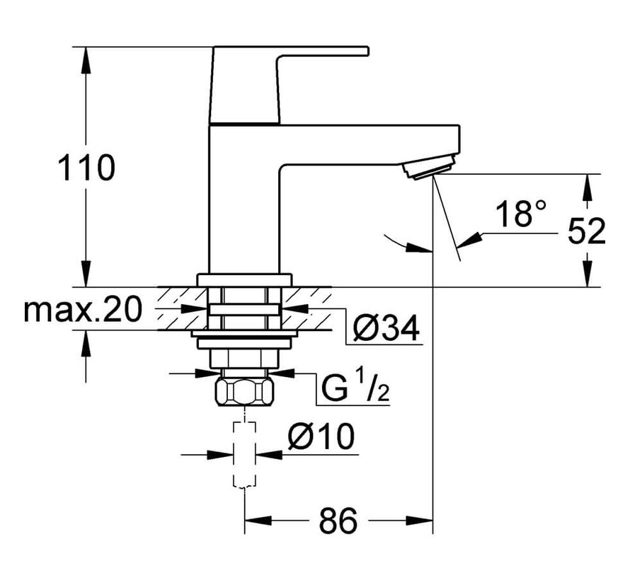 Grohe Eurocube Fonteinkraan Chroom