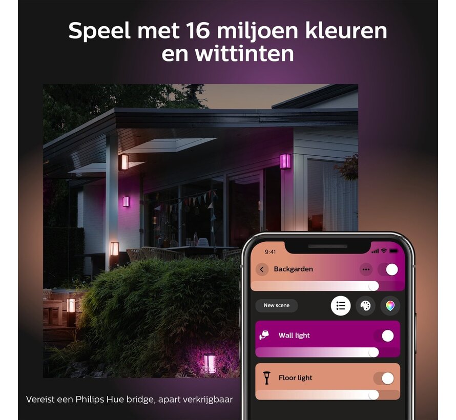 Philips Hue Impress muurlamp White and Color Zwart 