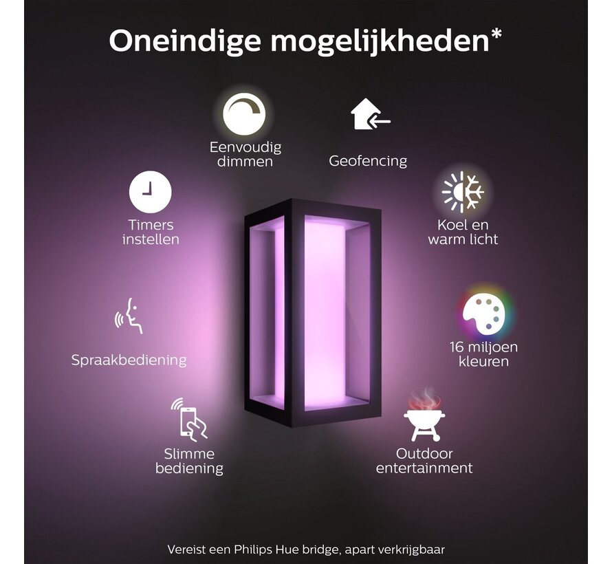 Philips Hue Impress muurlamp White and Color Zwart 