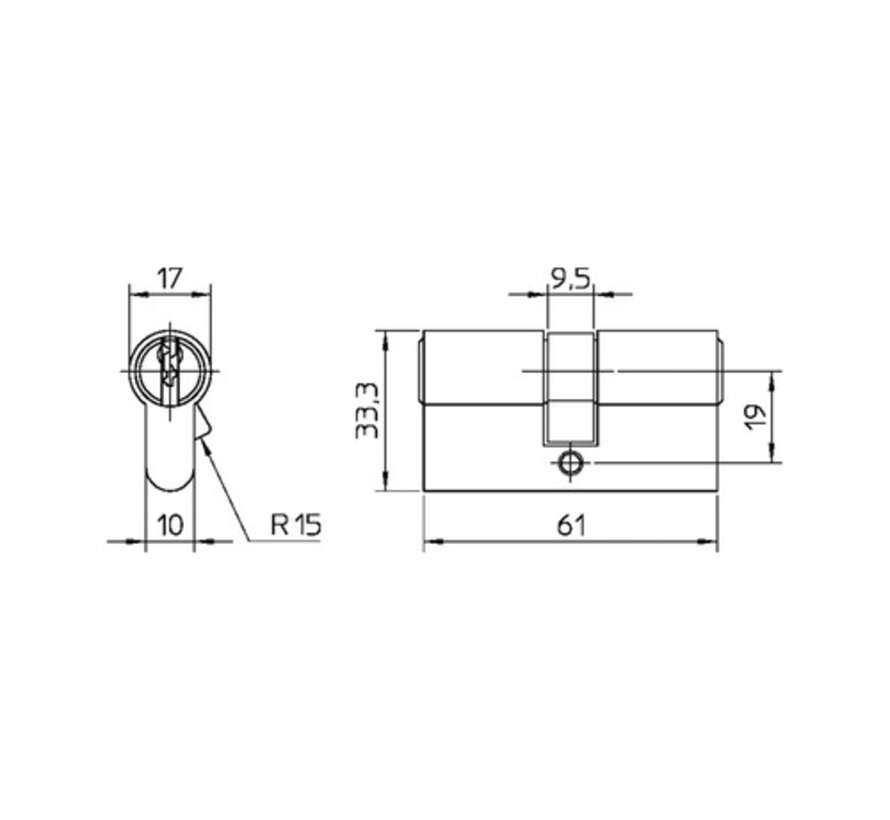 NEMEF Veiligheidscilinder 132/9P met patent SKG*** 30-30 mm, 2 stuks