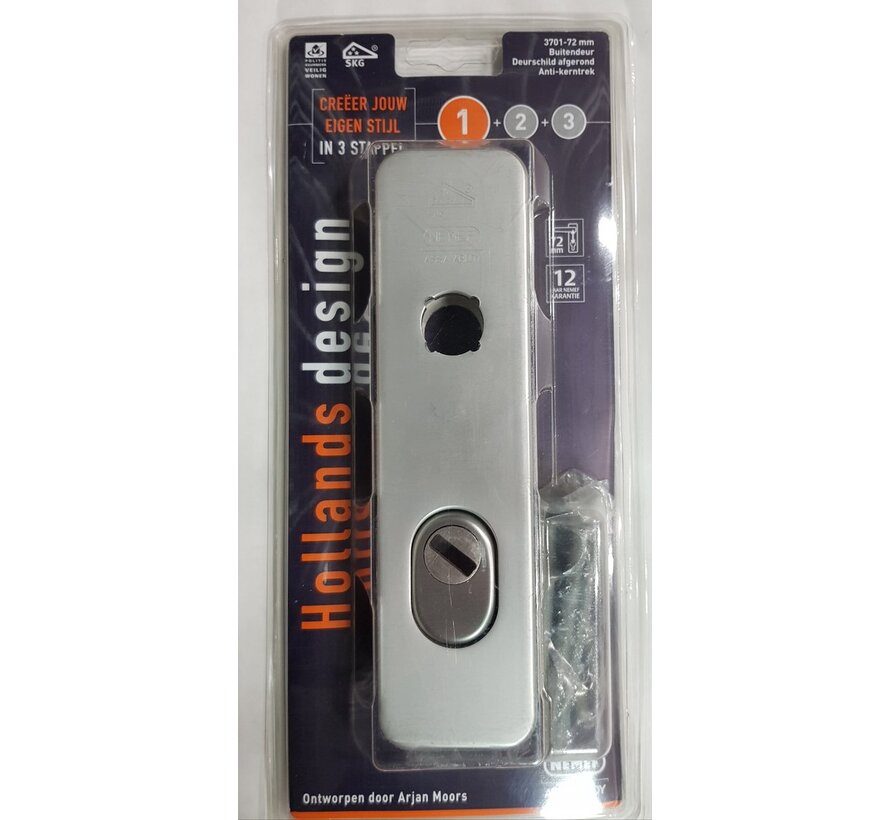 NEMEF Hollands Design Deurschild Afgerond Anti-kerntrek SKG 3-sterren 3701-72mm