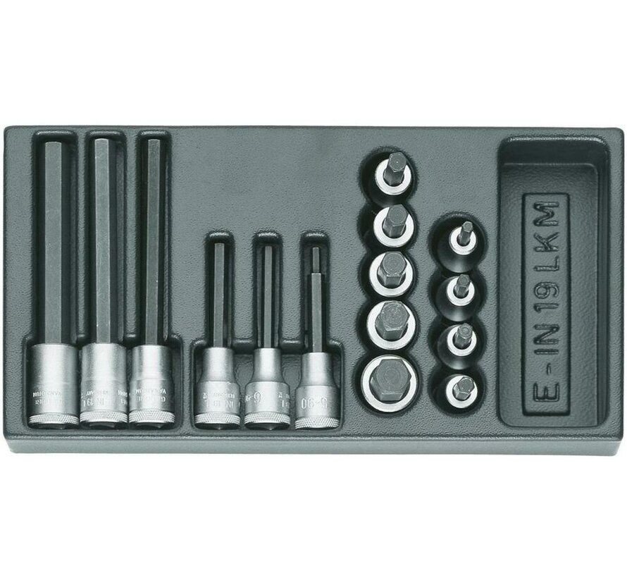 GEDORE 1500 ES-IN 19 LKM Dopsleutel-Schroevendraaierset 1/2" – 15-delig | 1402234