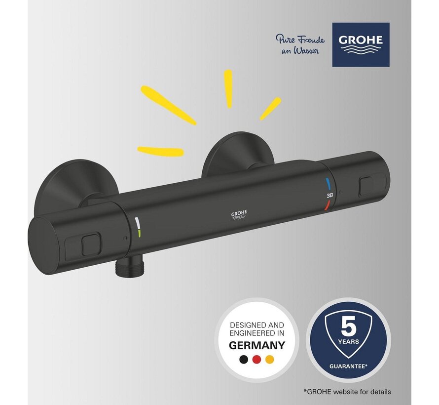 GROHE Precision Start thermostatische douchemengkraan Zwart met S-koppelingen 15 cm
