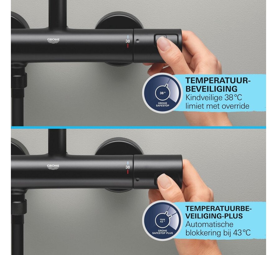 GROHE Precision Start thermostatische douchemengkraan Zwart met S-koppelingen 15 cm