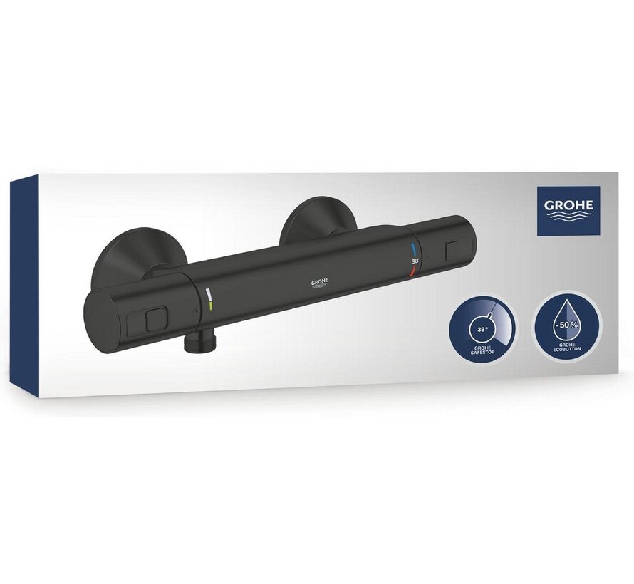 GROHE Precision Start thermostatische douchemengkraan Zwart met S-koppelingen 15 cm