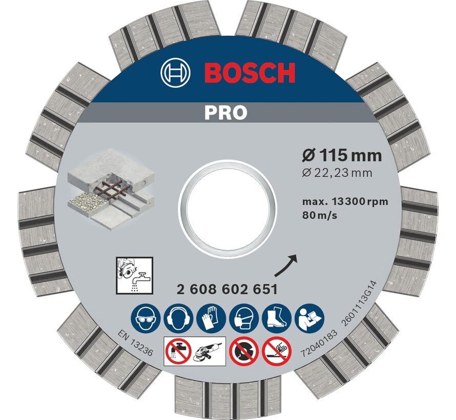Bosch Diamandschijf Best for Concrete beton diameter 115 x asgat 22.2mm