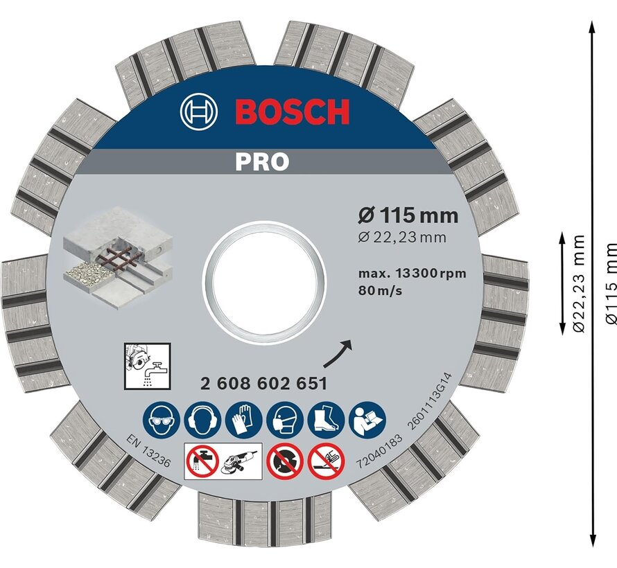 Bosch Diamandschijf Best for Concrete beton diameter 115 x asgat 22.2mm