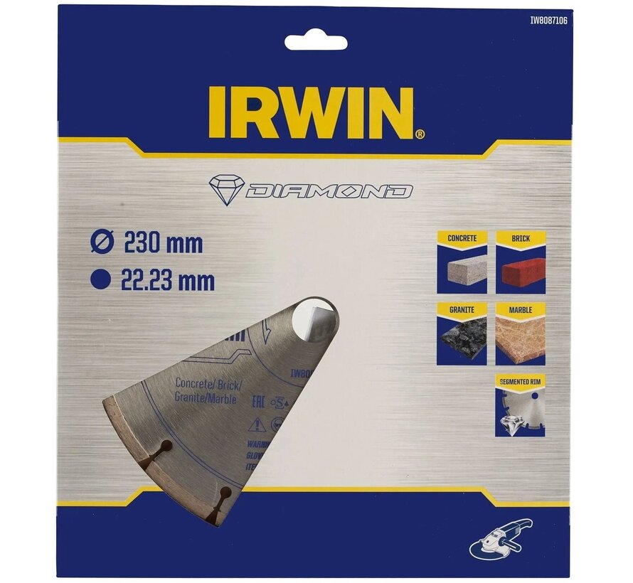 Irwin diamantschijf voor haakse slijper Ø230 mm (steen en beton)