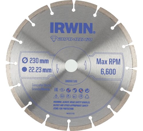 Irwin diamantschijf voor haakse slijper Ø230 mm. Voor kermamiek