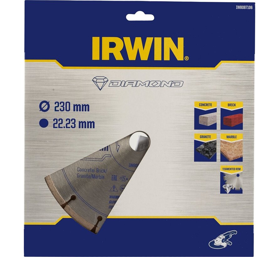 Irwin diamantschijf voor haakse slijper Ø230 mm. Voor kermamiek