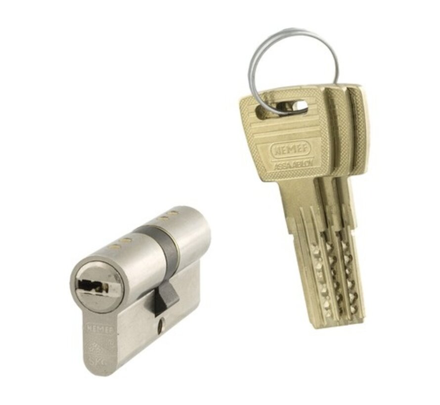 Nemef veiligheidscilinder NF4 met keersleutel 30/30 mm SKG 3-sterren