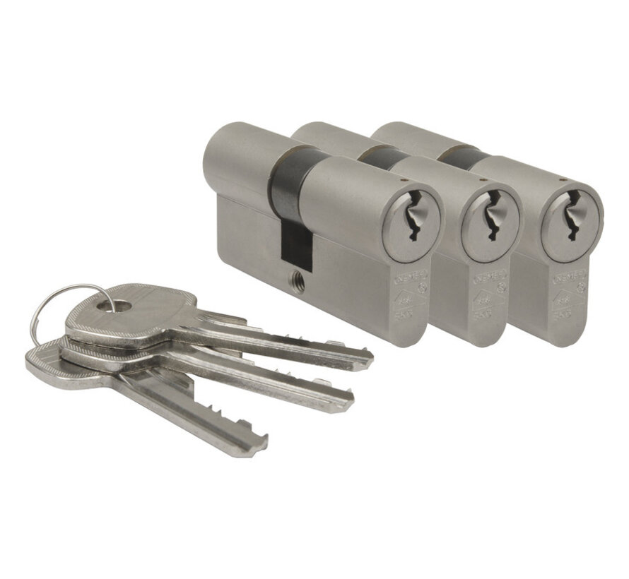 Nemef veiligheidscilinder 30/30 mm SKG 3-sterren gelijksluitend (3 stuks)