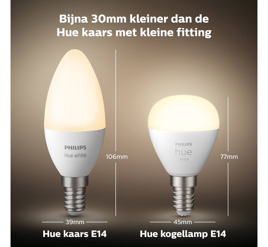 Philips Hue White E14 Kogellamp (met bluetooth) Duopack