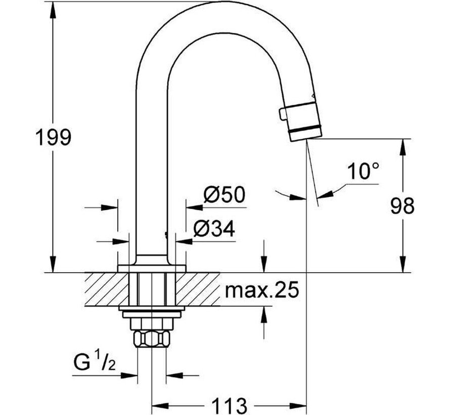 Grohe Universal fonteinkraan met C uitloop Chroom