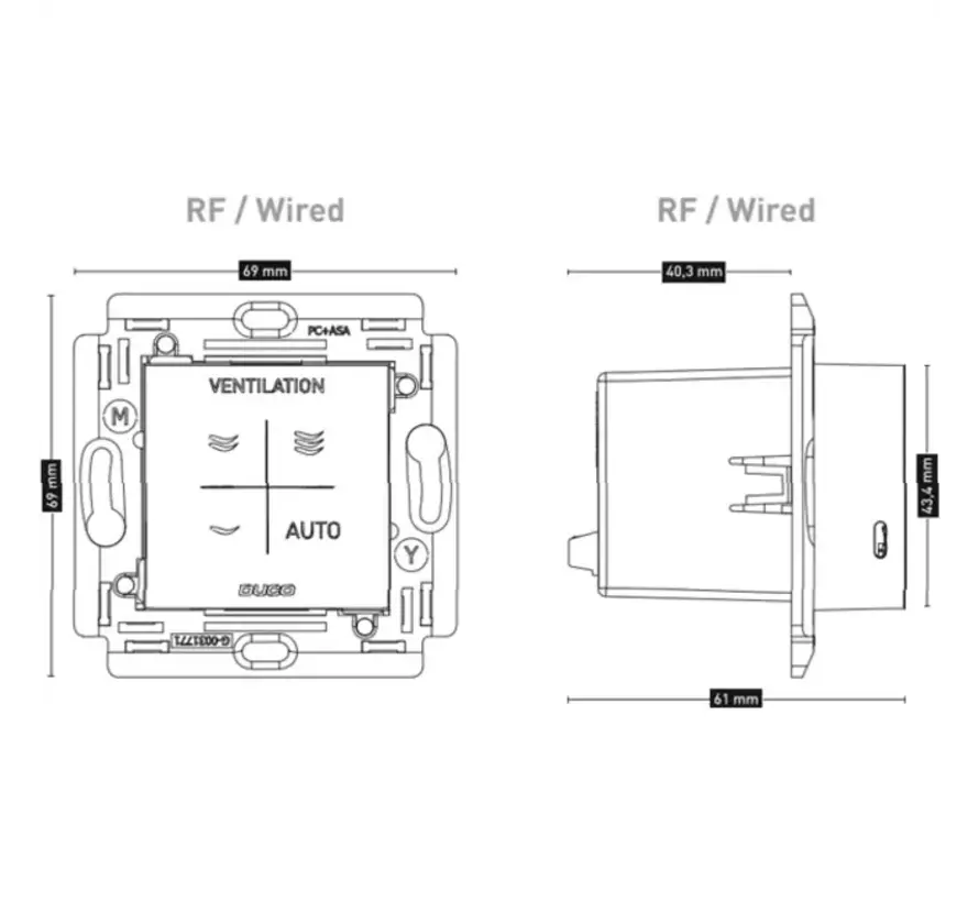 Duco CO2 ruimtesensor met bediening RF/Wired zwart