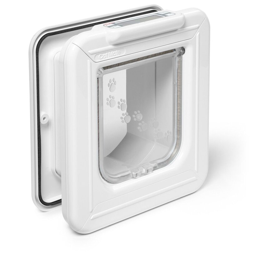 Cat Mate Elite Microchip Kattenluik Met Timer Bediening - Kattendeur - Wit