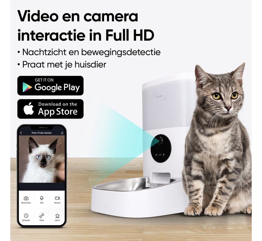 Pets Pride Automatische Voerbak Kat 4 Liter met Full HD camera