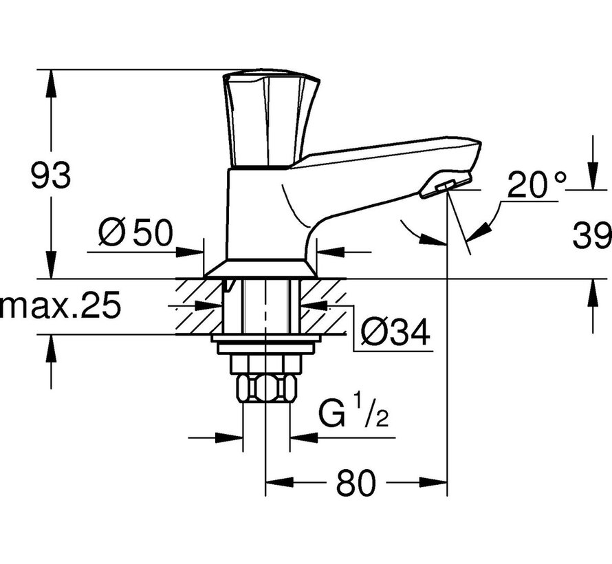 GROHE Costa L toiletkraan laag chroom