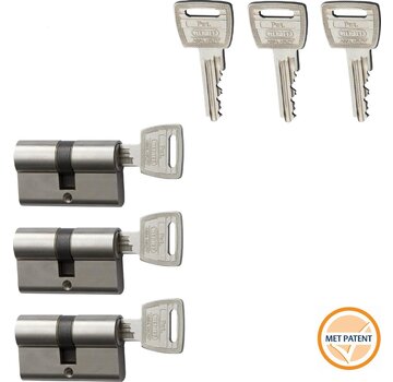 Nemef Veiligheidscilinder NF3+ 30/30 mm SKG 3-sterren gelijksluitend 3 stuks