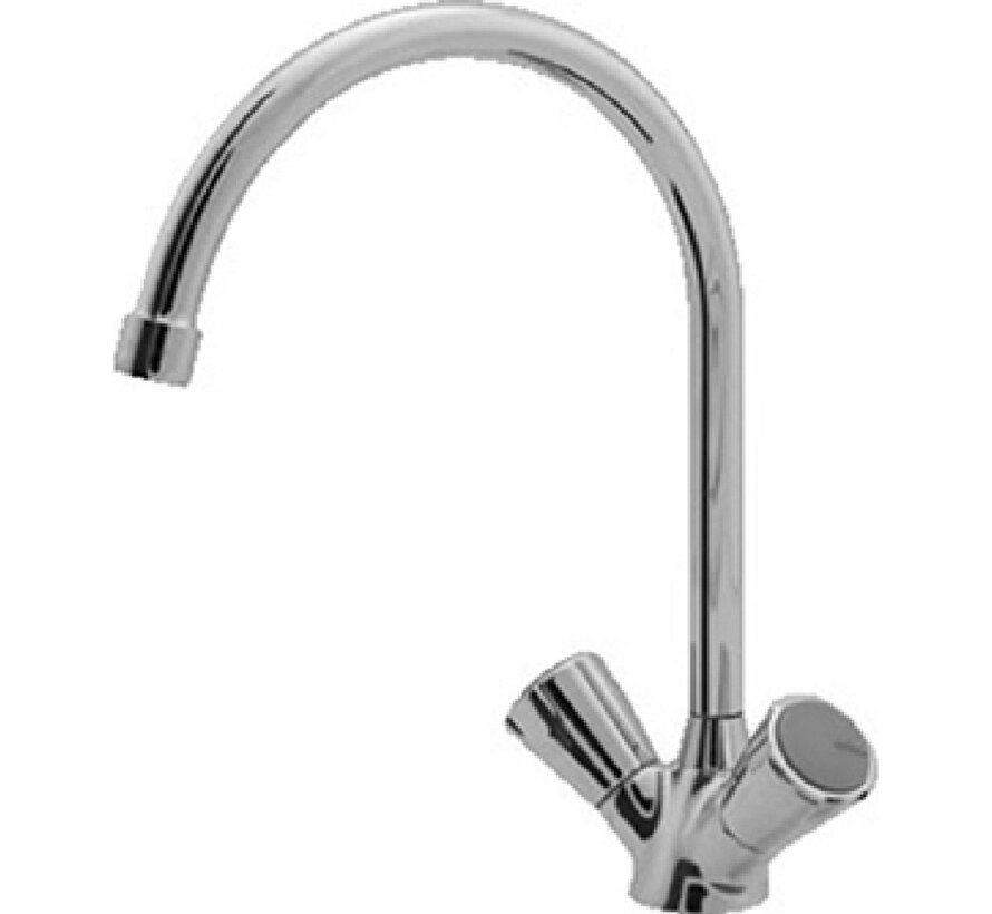 Venlo Nimbus II Messing Eco keukenkraan met draaibare uitloop chroom 200mm