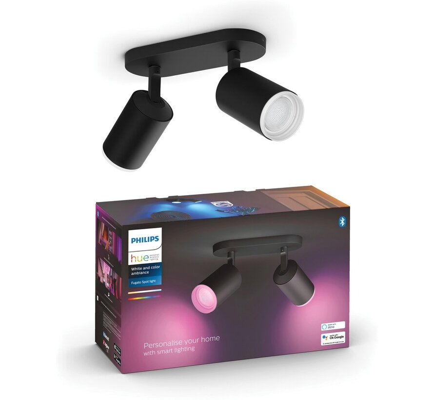 Philips Hue Fugato spotbalk 2 lampen Zwart