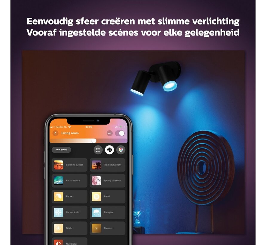 Philips Hue Fugato spotbalk 2 lampen Zwart