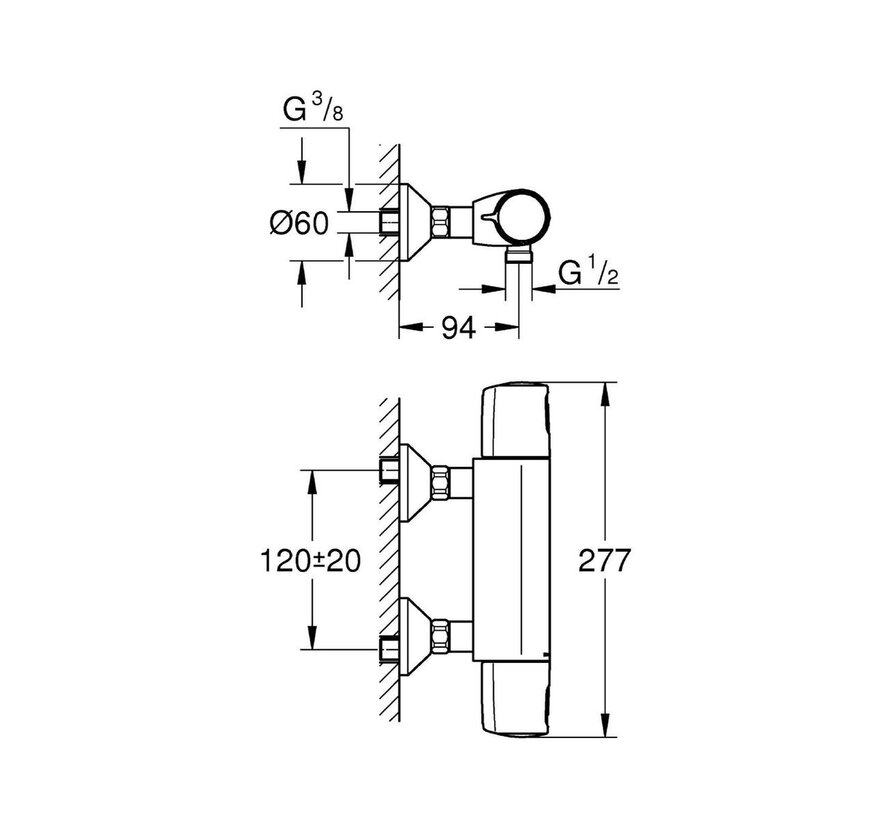 GROHE Precision Trend New Thermostatische Douchekraan 12 cm Chroom