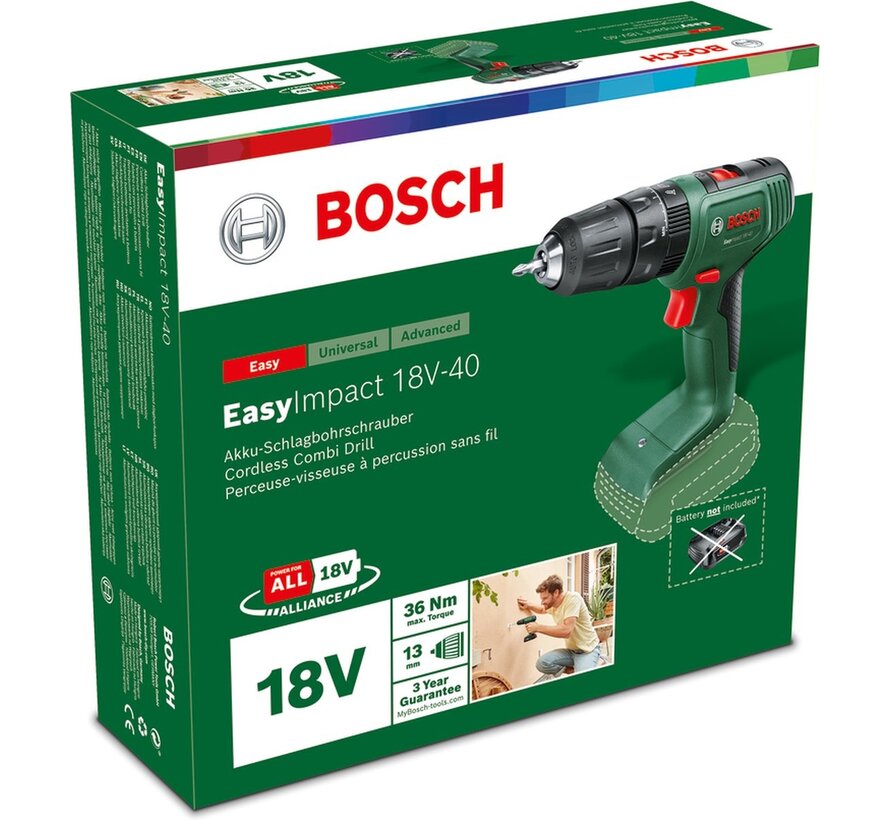 Bosch EasyImpact 18V-40 Accuklopboormachine Zonder accu en lader